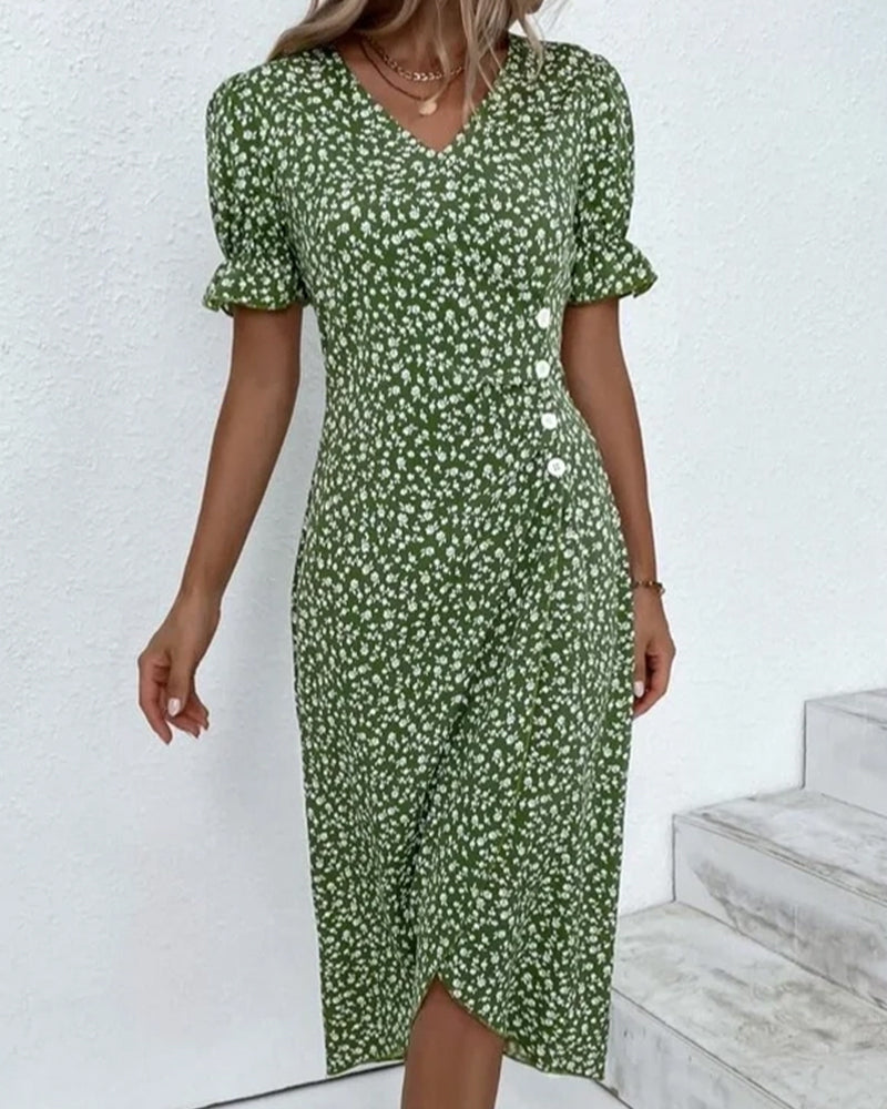 Annabelle™ - Short Sleeve Floral Print Dress