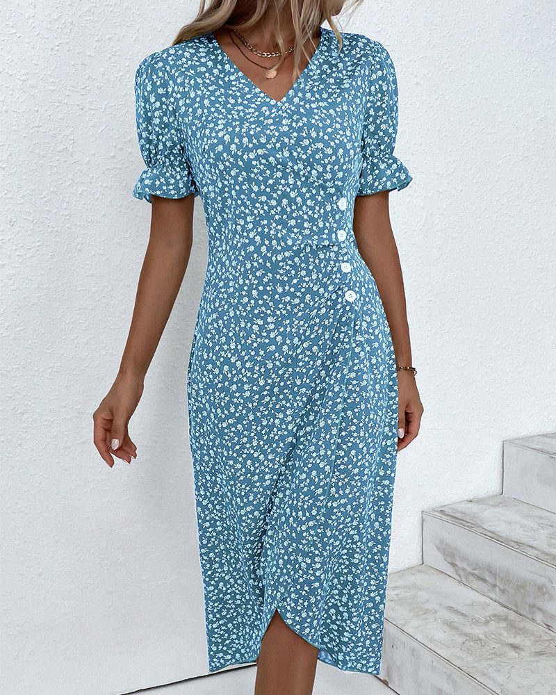 Annabelle™ - Short Sleeve Floral Print Dress