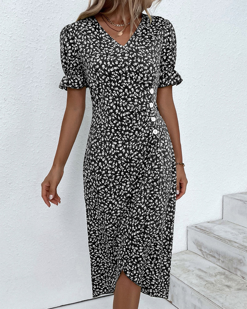 Annabelle™ - Short Sleeve Floral Print Dress