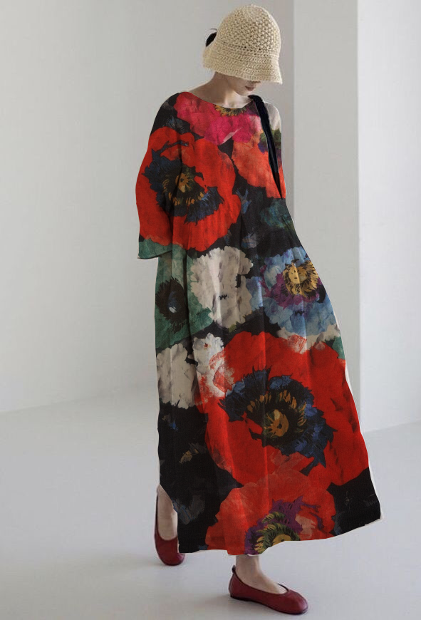 Blair™ - Comfortable Midi Dress Featuring Bold Floral Print