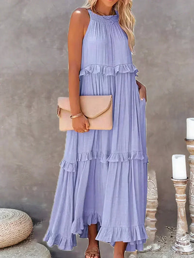 Athena™ - Halter Ruffle Maxi Dress