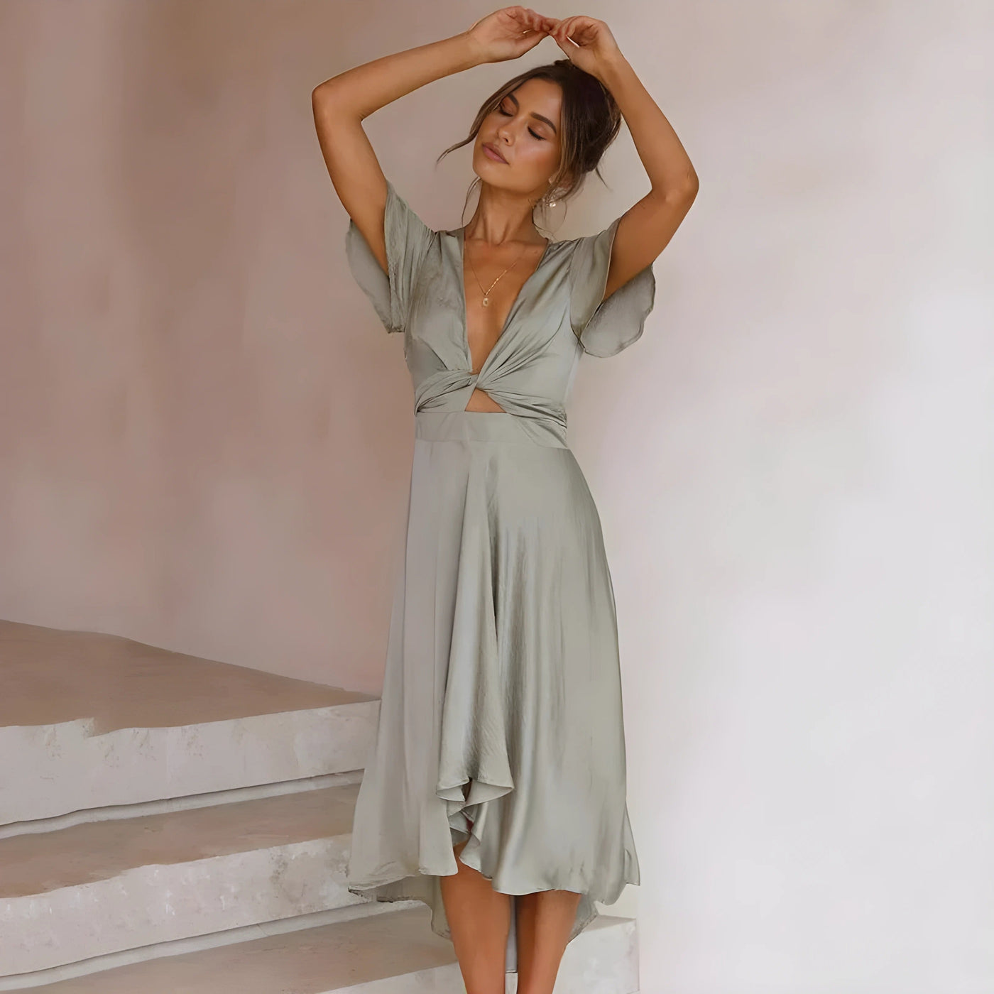 Madison™ - Midi Dress Featuring Knot Accent