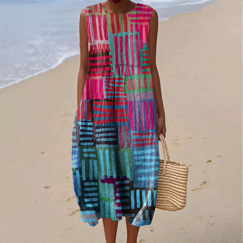 Zelie - Rhythm Grid Summer Dress