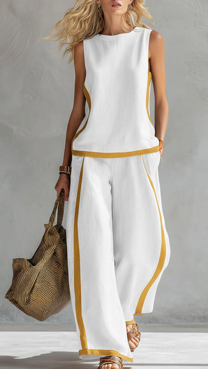 Beyoncé – Modern Linen Two-Piece for Effortless Looks