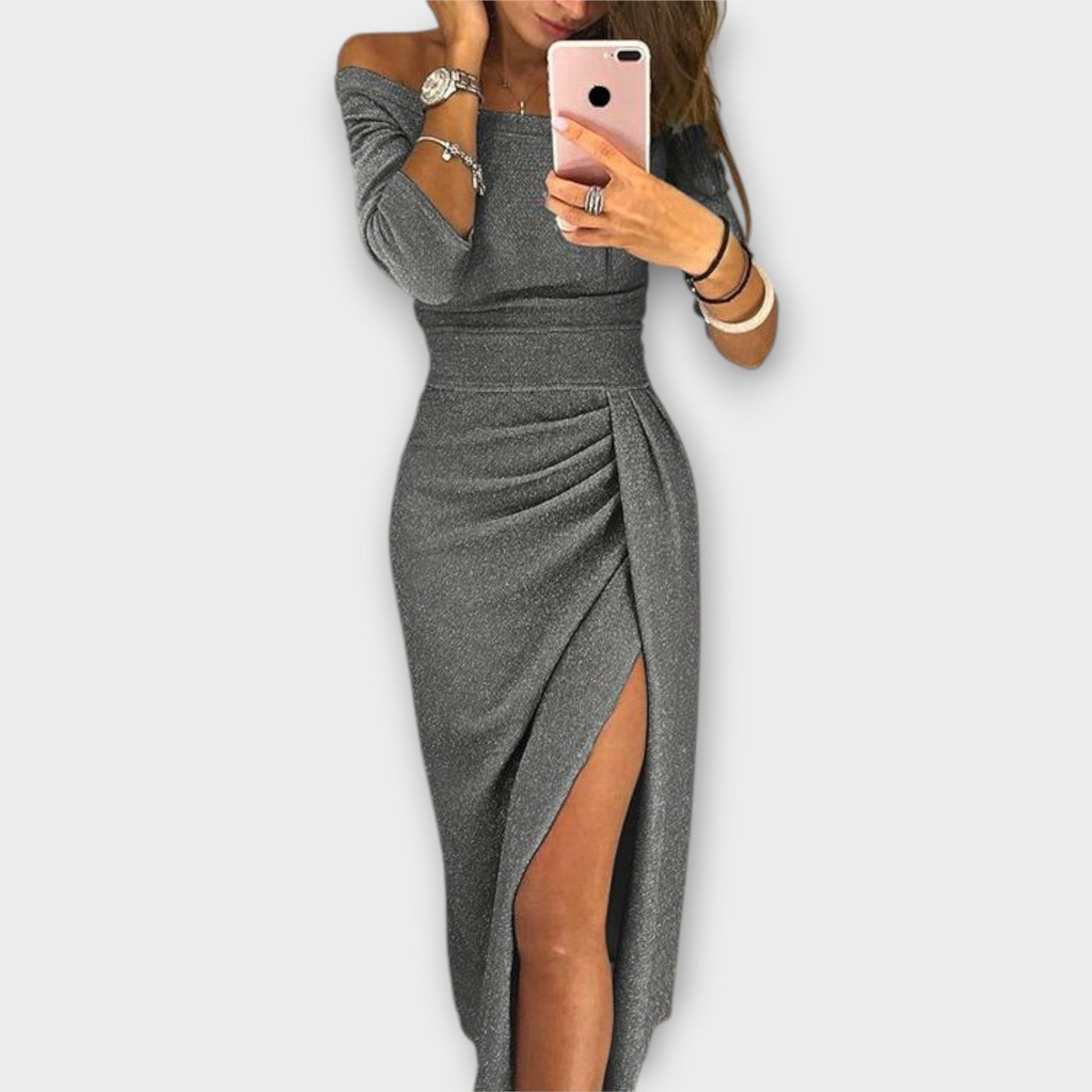 Elspeth™ - Chic Off-Shoulder Elegance Dress