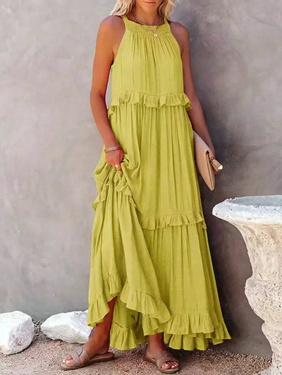 Athena™ - Halter Ruffle Maxi Dress