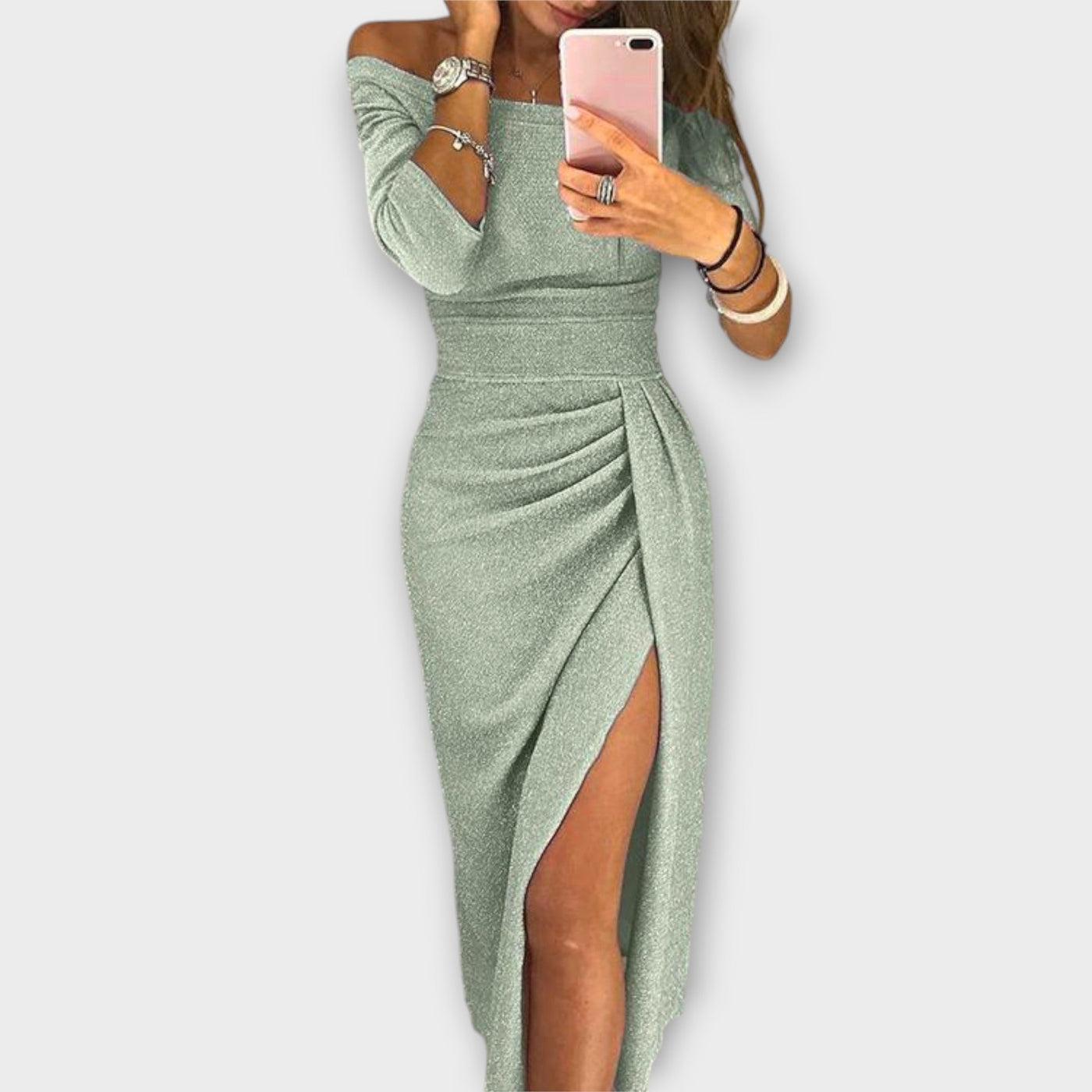 Elspeth™ - Chic Off-Shoulder Elegance Dress