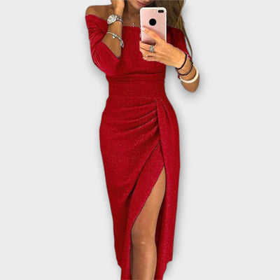 Elspeth™ - Chic Off-Shoulder Elegance Dress