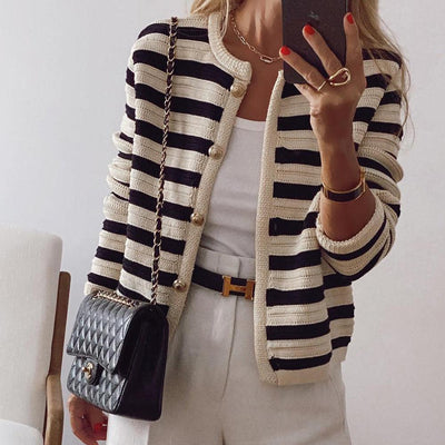 Lauren™ - Sophisticated Long Sleeve Striped Cardigan