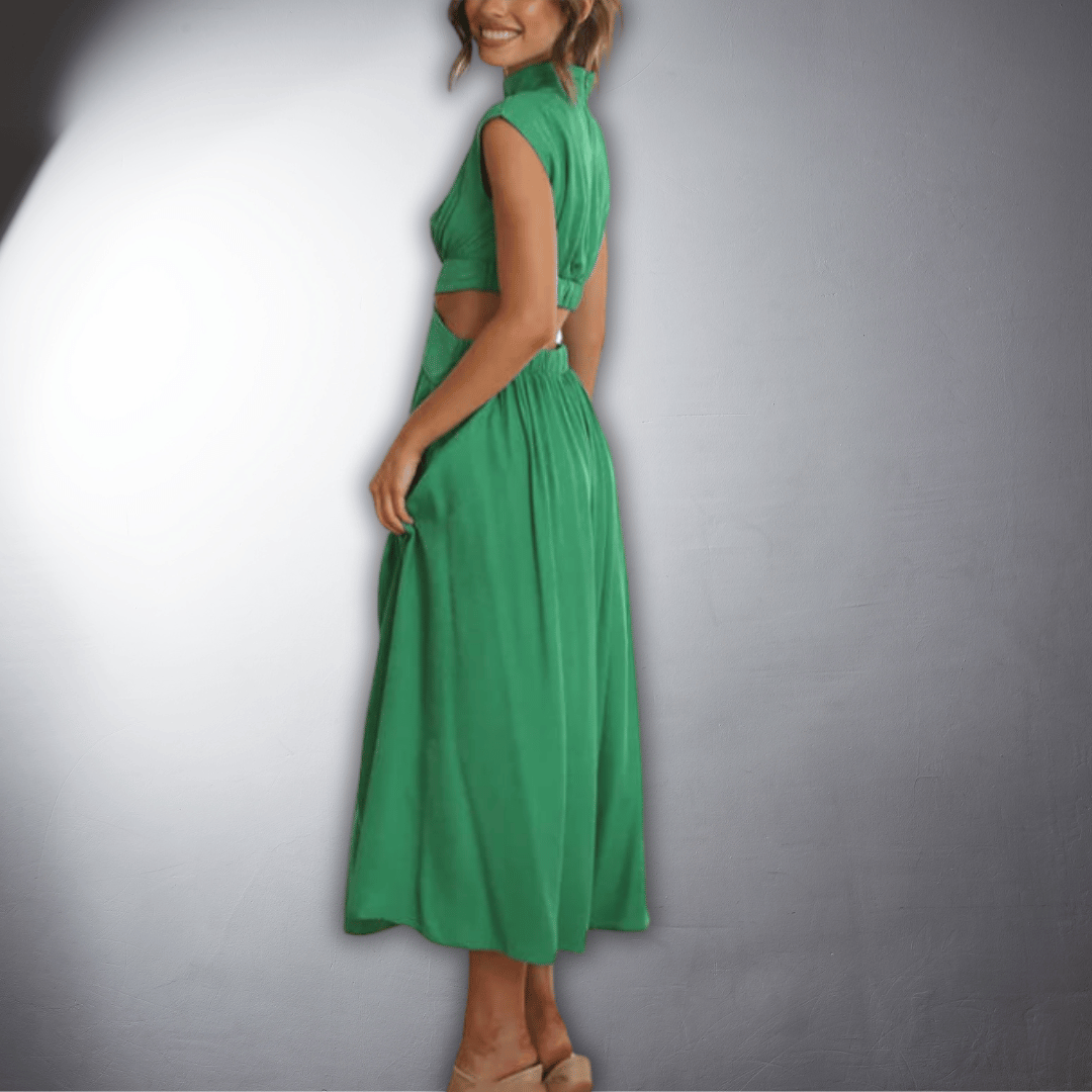Camilla™ - Pleated and Backless Dress with Cutout