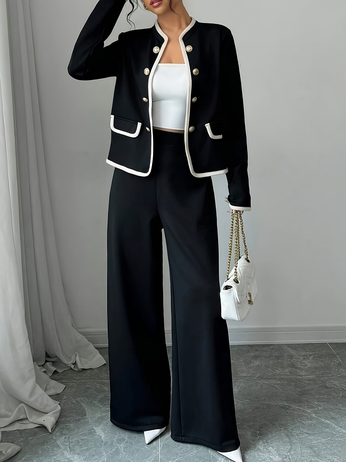 Elegant Black and White | Jacket and Pants Set
