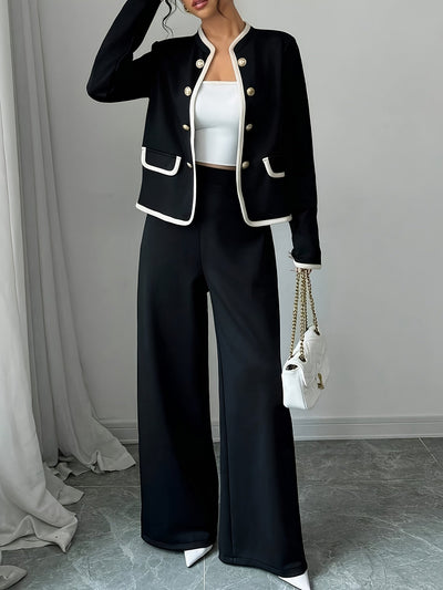 Elegant Black and White | Jacket and Pants Set