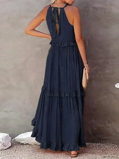 Athena™ - Halter Ruffle Maxi Dress