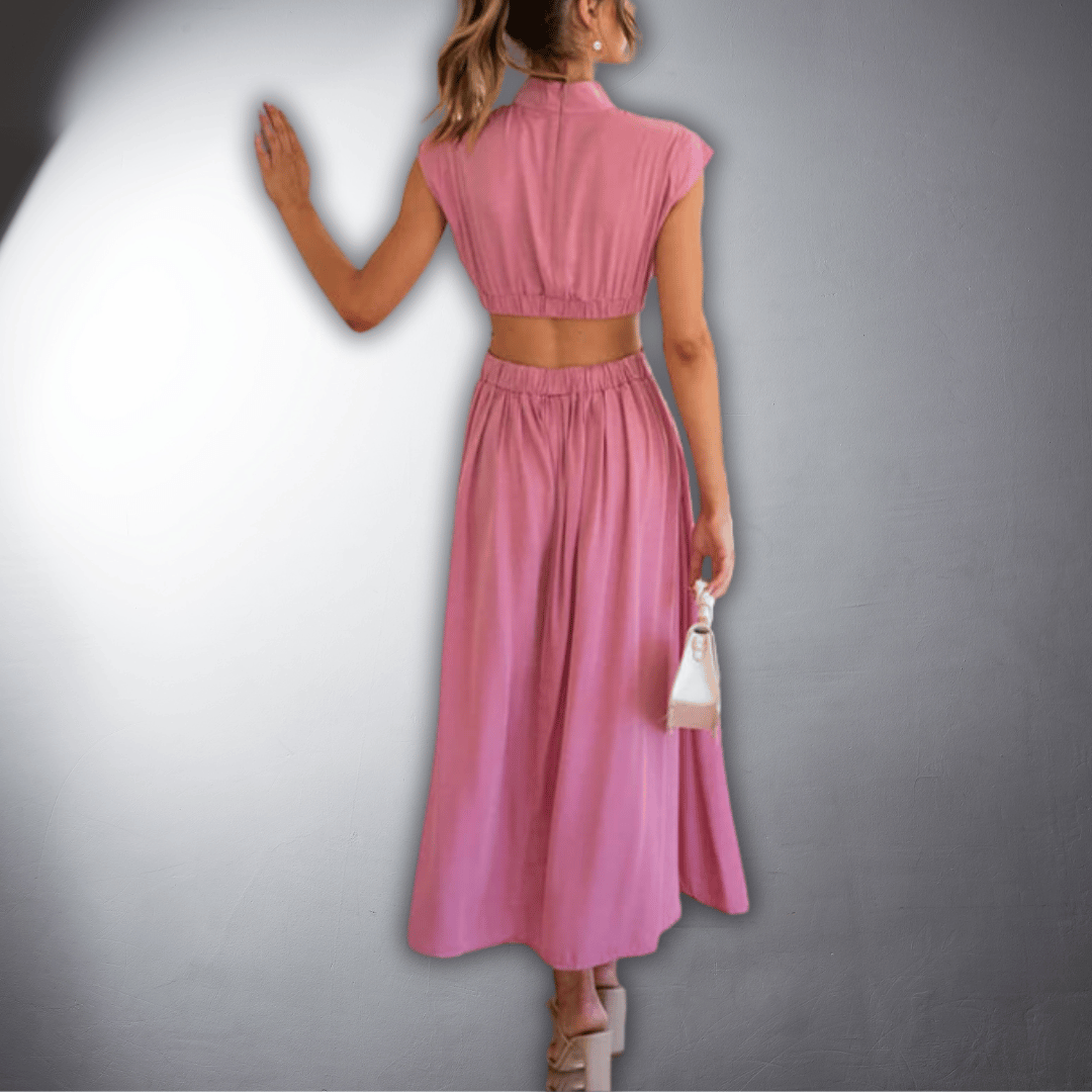 Camilla™ - Pleated and Backless Dress with Cutout