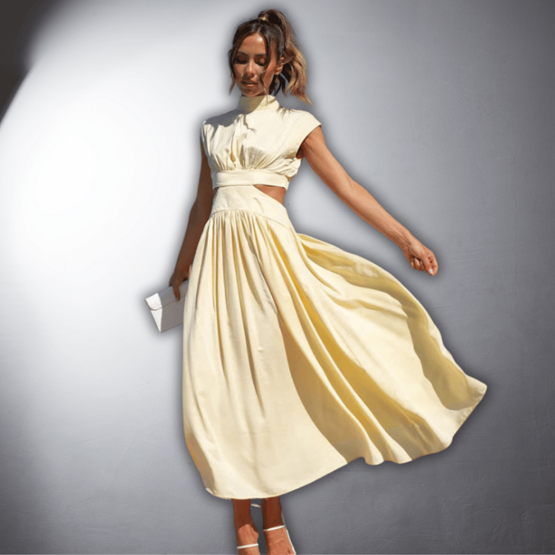 Camilla™ - Pleated and Backless Dress with Cutout