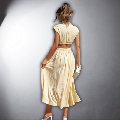 Camilla™ - Pleated and Backless Dress with Cutout