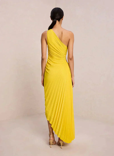 Kristina™ - Asymmetrical Pleated Midi Dress