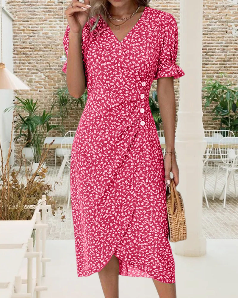 Annabelle™ - Short Sleeve Floral Print Dress