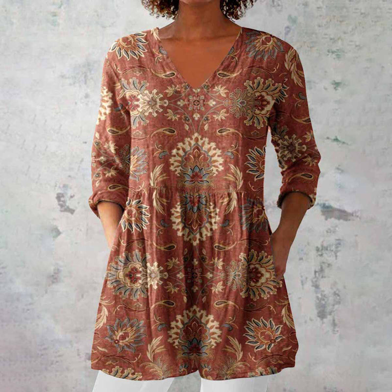 Eleanor™ - Casual Blouse With Ethnic Print