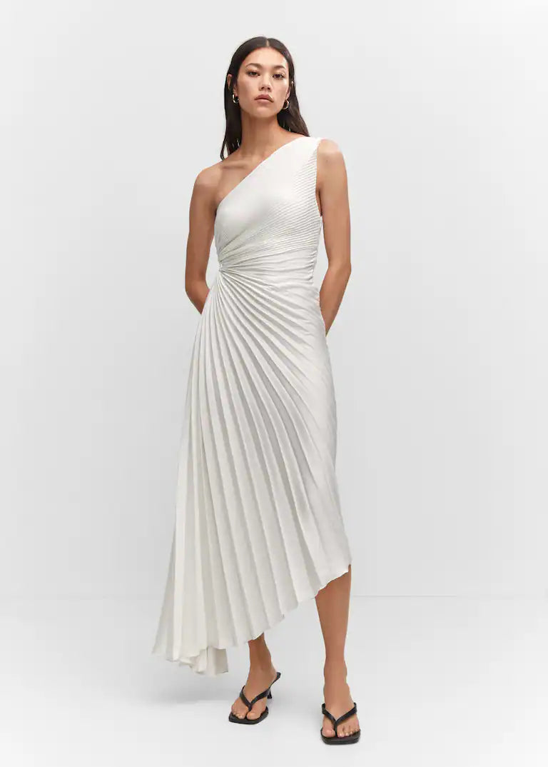 Kristina™ - Asymmetrical Pleated Midi Dress