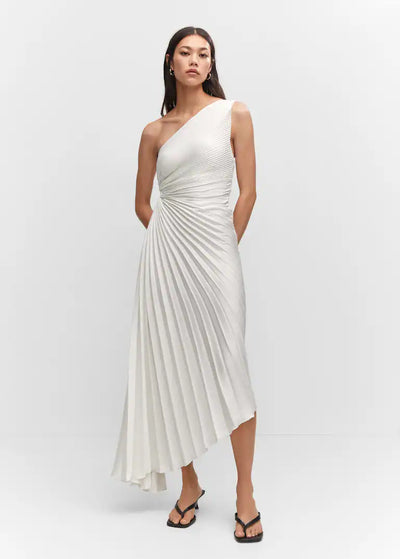 Kristina™ - Asymmetrical Pleated Midi Dress