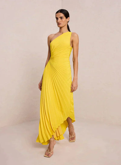 Kristina™ - Asymmetrical Pleated Midi Dress