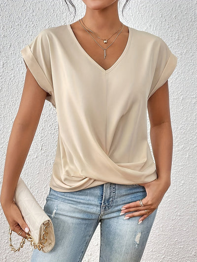 Sylvia™ - Twist Front V-Neck Top