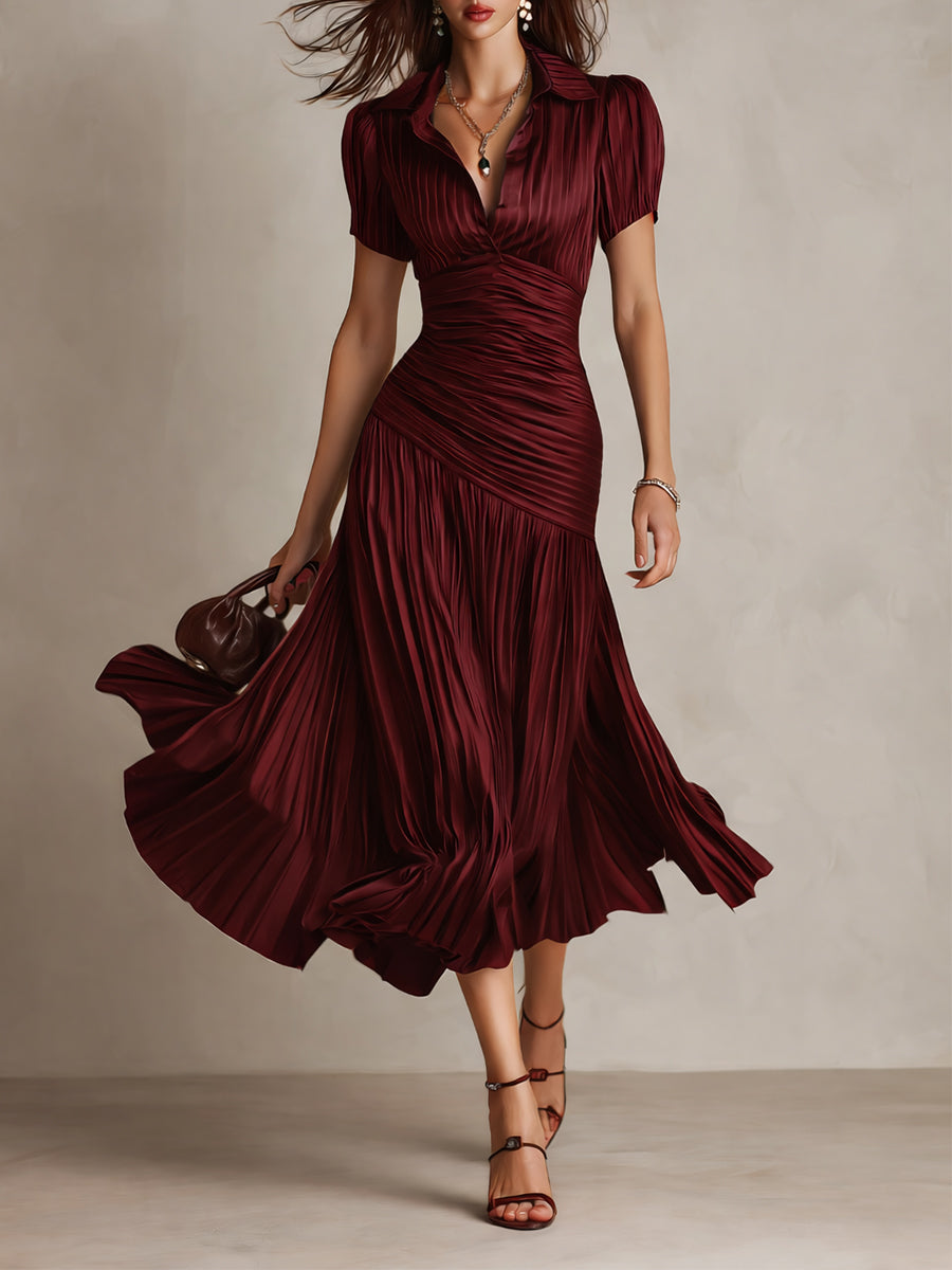 “Manon – retro striped satin midi dress”