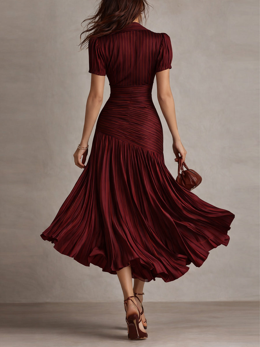 “Manon – retro striped satin midi dress”