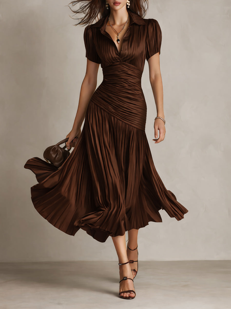 “Manon – retro striped satin midi dress”