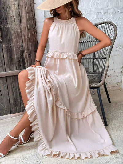 Athena™ - Halter Ruffle Maxi Dress