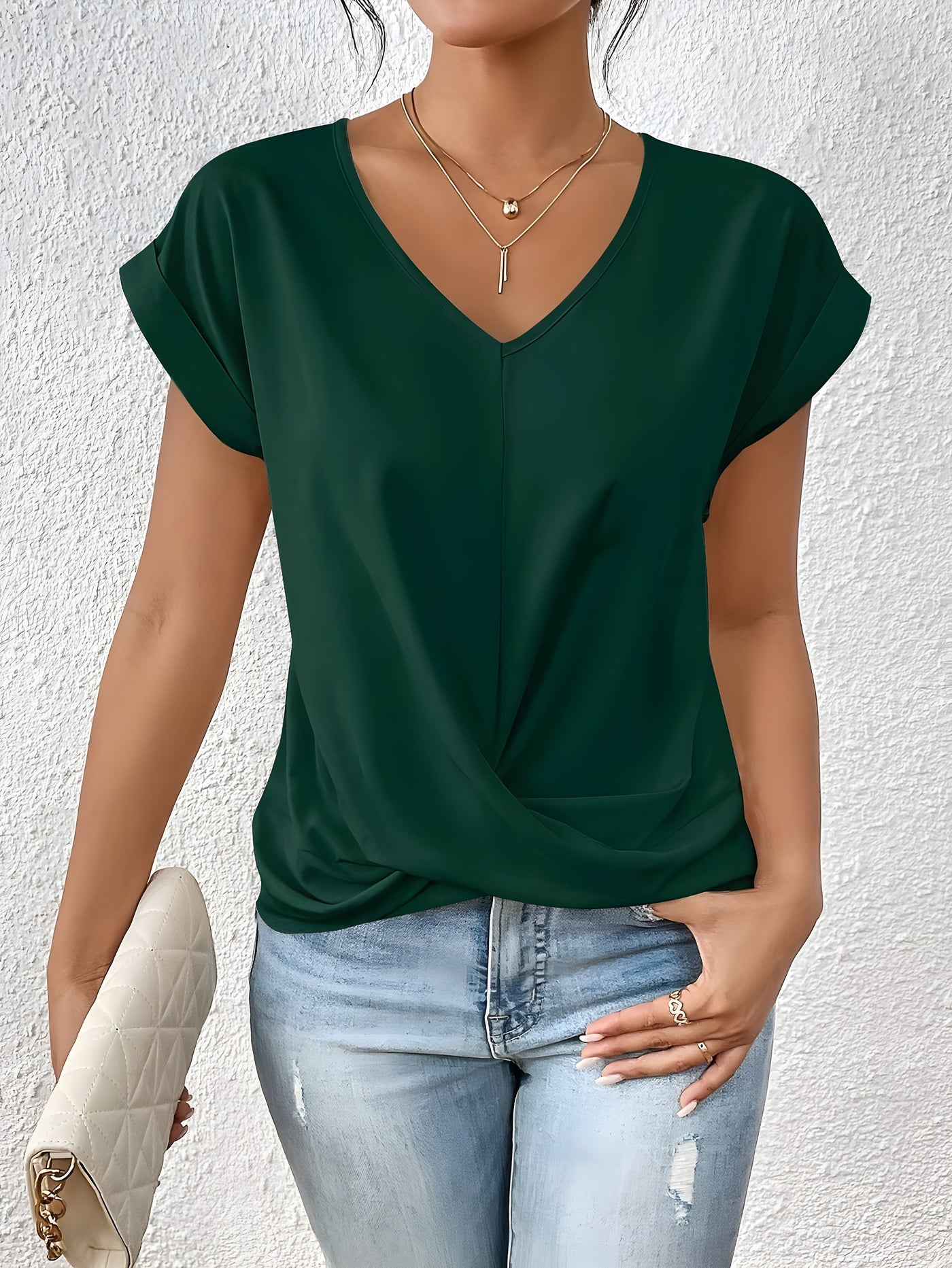 Sylvia™ - Twist Front V-Neck Top