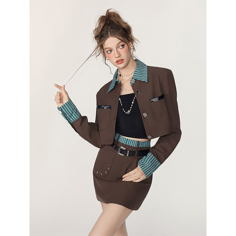 Preppy Suit Skirt Set