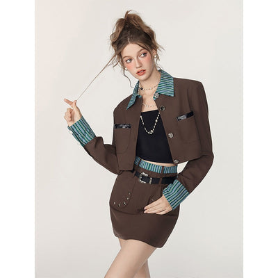 Preppy Suit Skirt Set