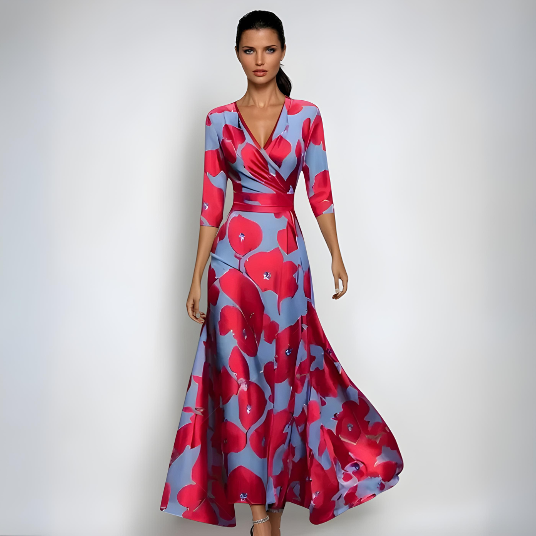 Georgina™ - Maxi Wrap Dress with Flowers