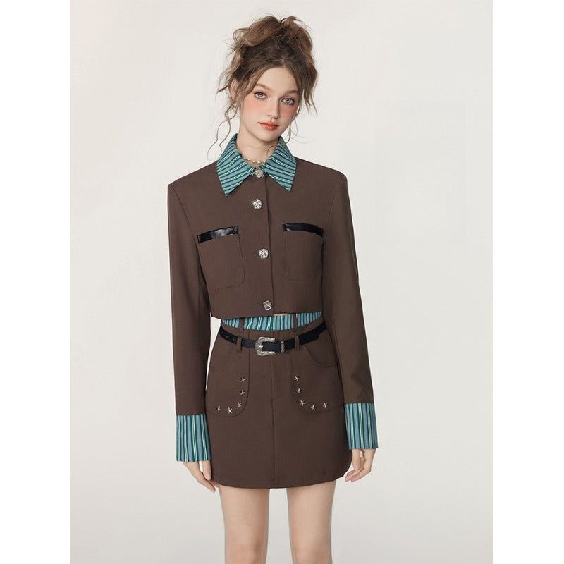 Preppy Suit Skirt Set