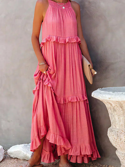 Athena™ - Halter Ruffle Maxi Dress