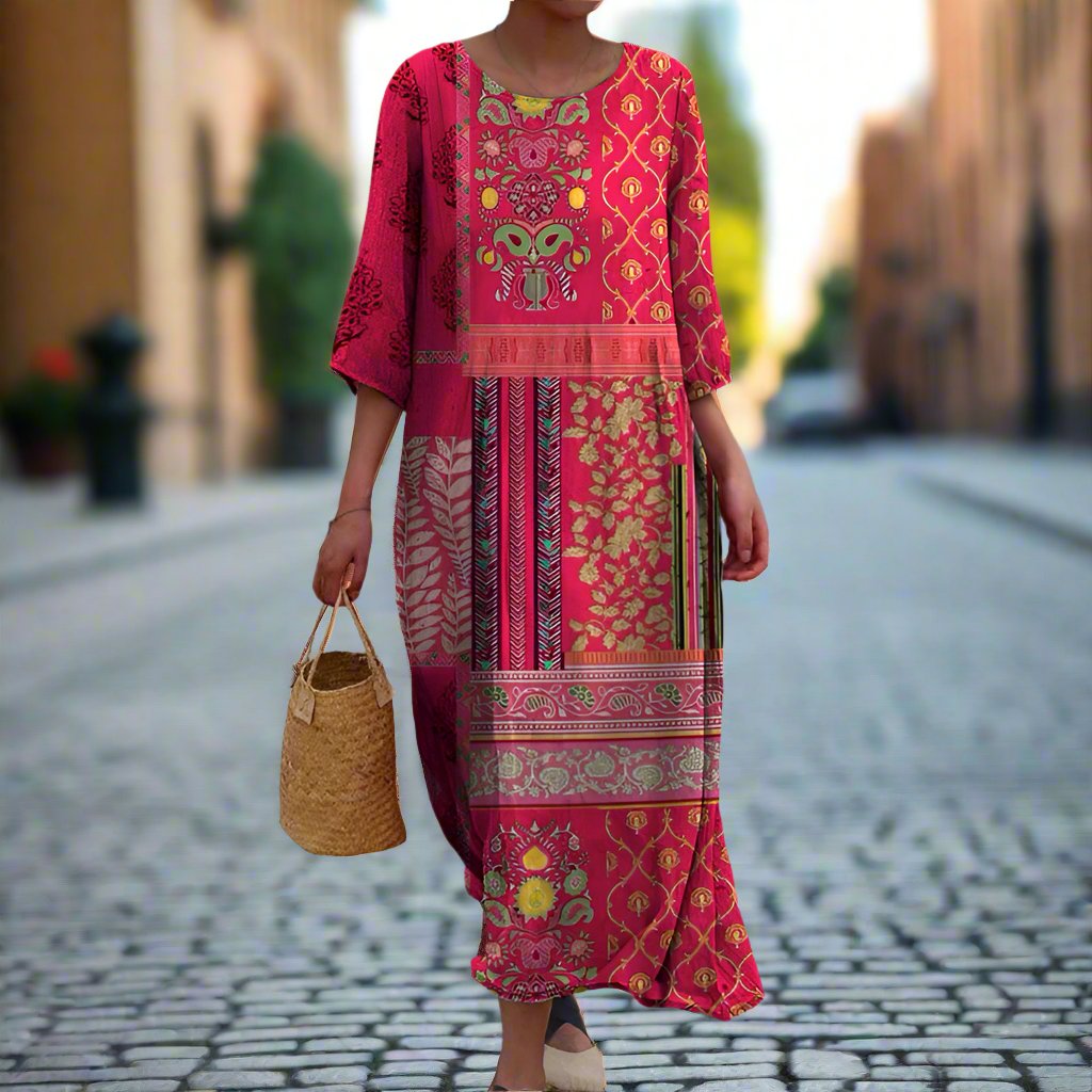 Grace™ - Vintage Dress with Ethnic Print