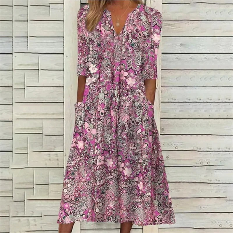 Francesca™  - Elegant Floral Maxi Dress