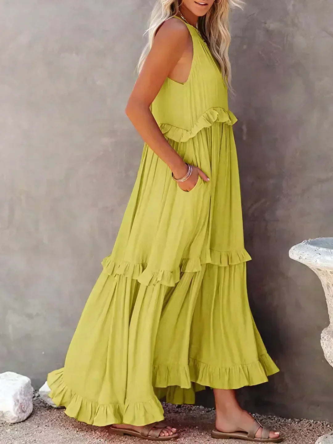 Athena™ - Halter Ruffle Maxi Dress
