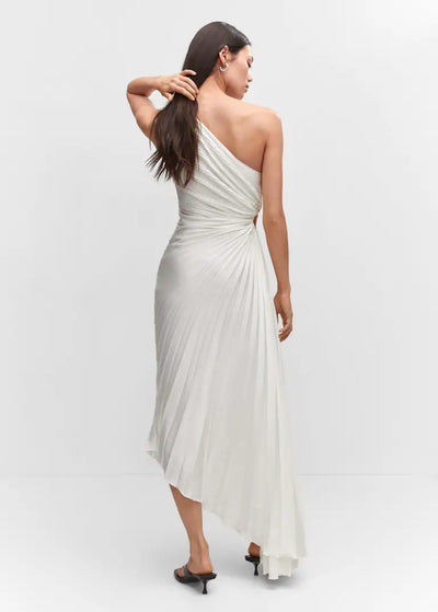 Kristina™ - Asymmetrical Pleated Midi Dress