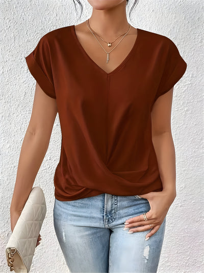 Sylvia™ - Twist Front V-Neck Top