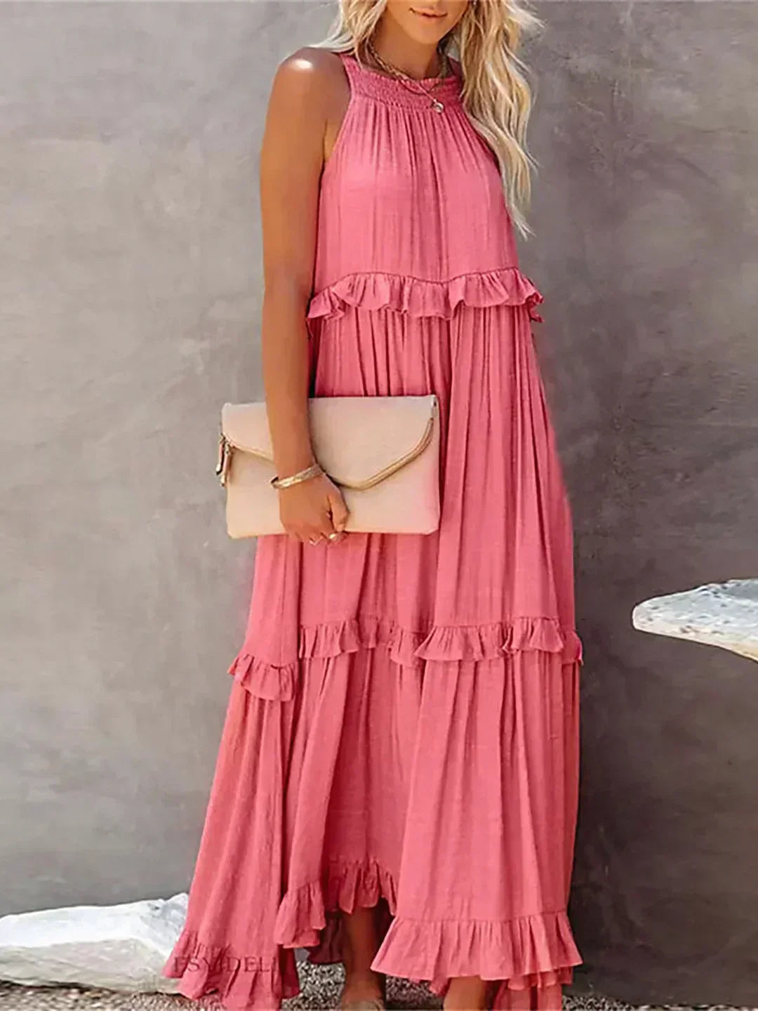 Athena™ - Halter Ruffle Maxi Dress