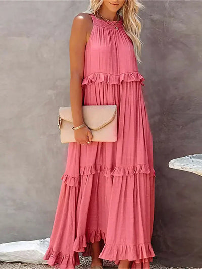 Athena™ - Halter Ruffle Maxi Dress