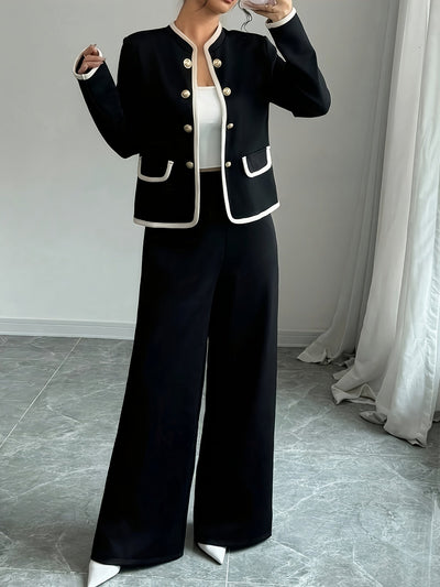 Elegant Black and White | Jacket and Pants Set