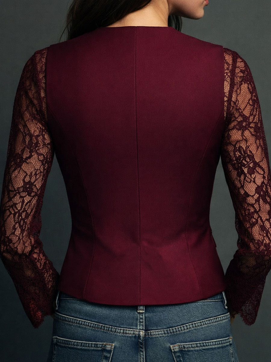Claudia · Black Lace Blazer