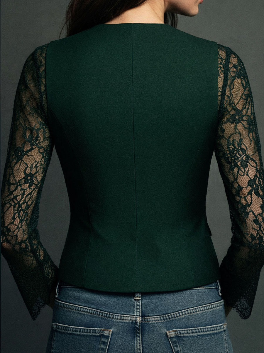 Claudia · Black Lace Blazer