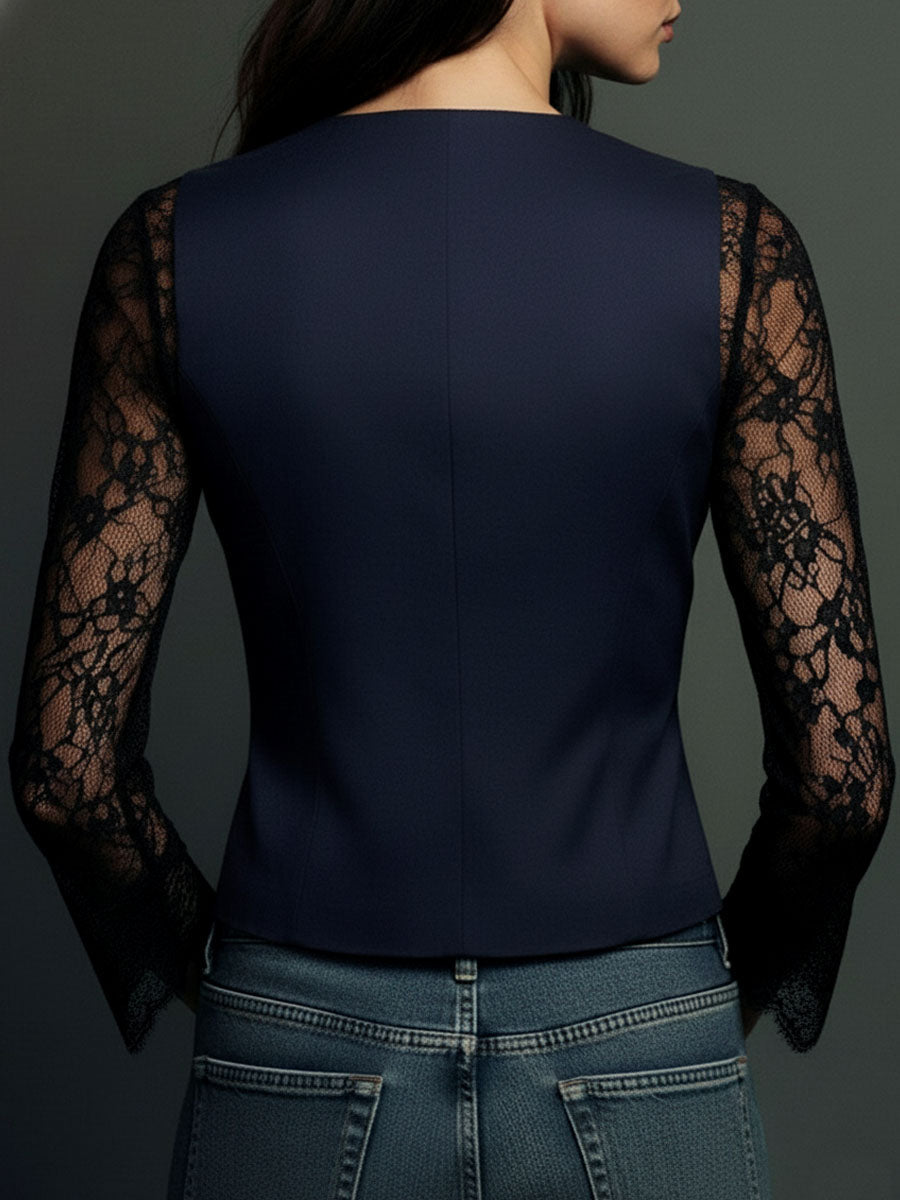 Claudia · Black Lace Blazer
