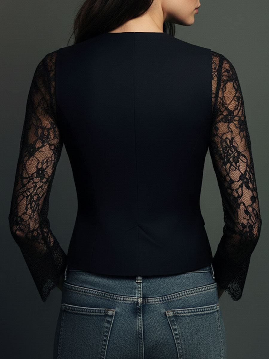 Claudia · Black Lace Blazer