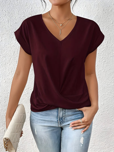 Sylvia™ - Twist Front V-Neck Top